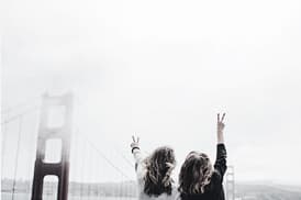 two girls and a bridge